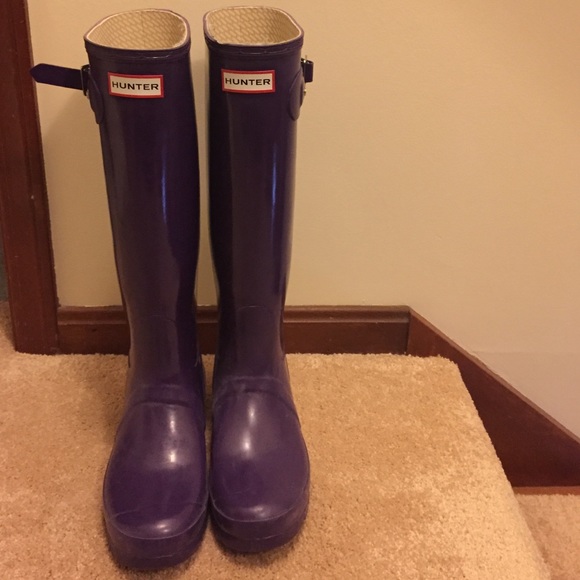 Tall purple Hunter rain boots
