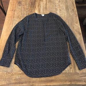 J. Crew Black Polka-Dot Blouse (Size M)