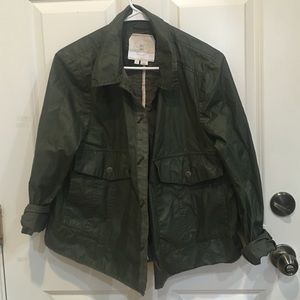 Anthropologie waxed green military jacket