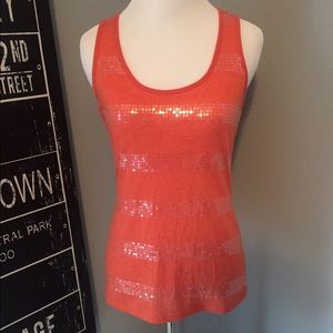 Orange Sequence Stripe Razorback tank