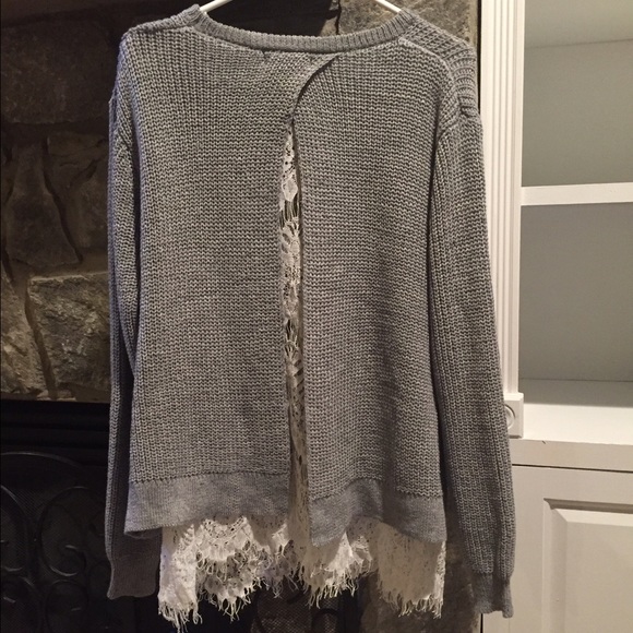 Grey and Lace Sweater - Picture 2 of 4