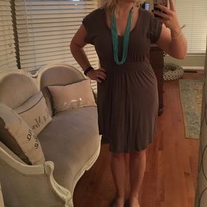 Brown/Gray Velvet brand jersey shirt sleeve dress