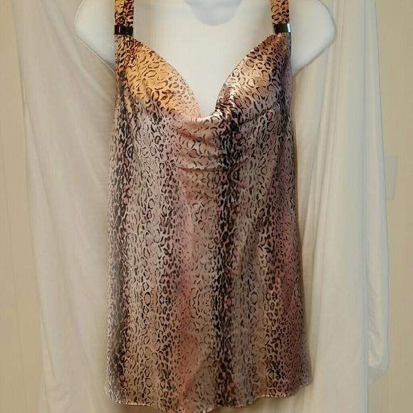 Cache Tops - Cache pink with black animal print top