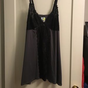 Black lace and grey chemise