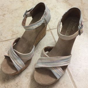 TOMS Multi-Color Strappy Wedges