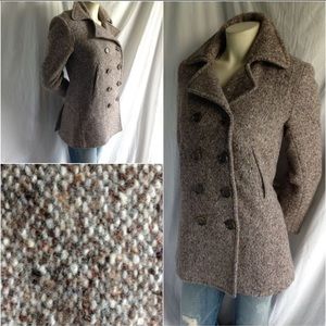 JCrew Brown Tweed Pea Coat, Size PS