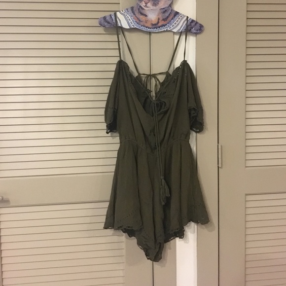 Green cold shoulder romper