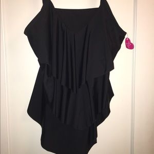 Black ruffle swimsuit