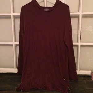 Boutique- hooded maroon tunic with hood.