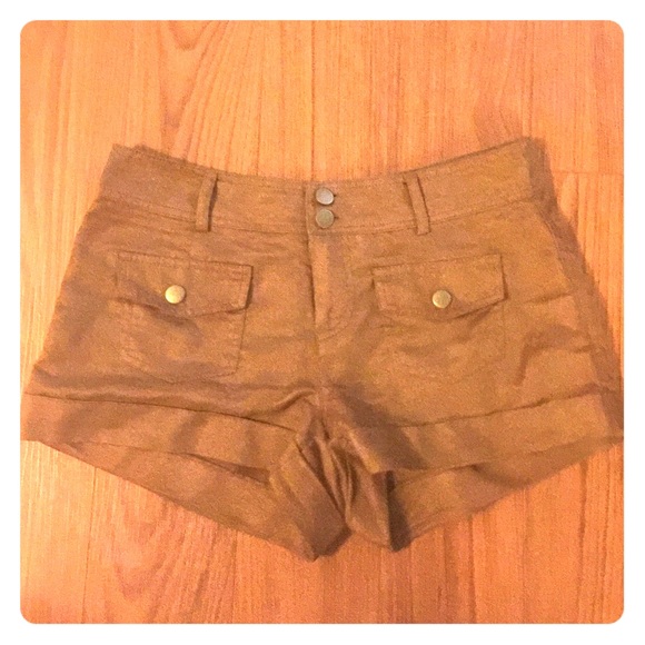 Brown suede double pocket shorts - Picture 1 of 1