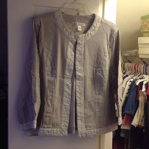 Tan and denim striped jacket