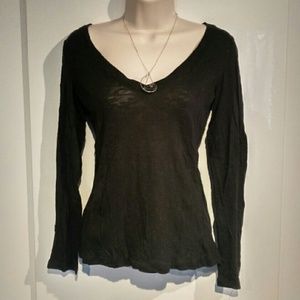 Black Semi-Transparent Long-Sleeve Size S Europe