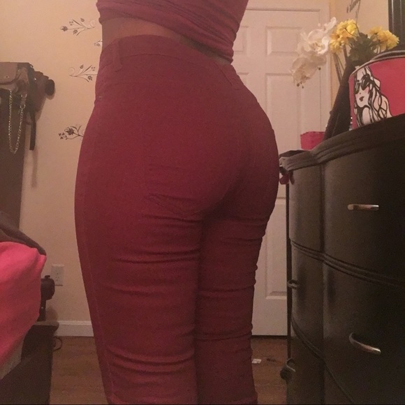 Burgundy high waste pants
