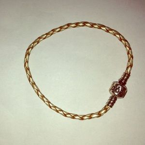 Leather champagne wrap Pandora bracelet
