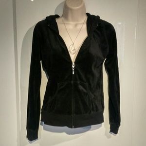 Black Velour Zippy Jacket Hoodie Size s