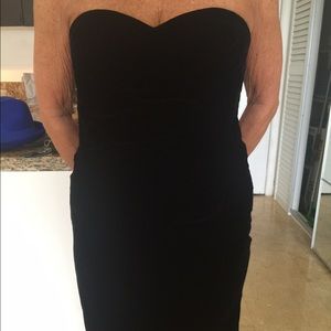 Elegant strapless black velvet dress