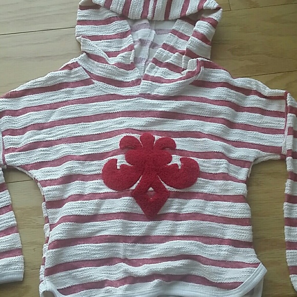 SALE***burgundy and cream stripes hoodie. KIDS  :) - Picture 2 of 2