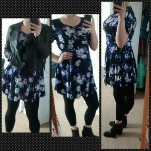 New Look ASOS Watercolor Floral Skater Dress Plus