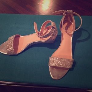 Silver sparkly wedges