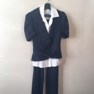 BCBG Max Azria Navy Blue 3 Piece Suit Size S 6