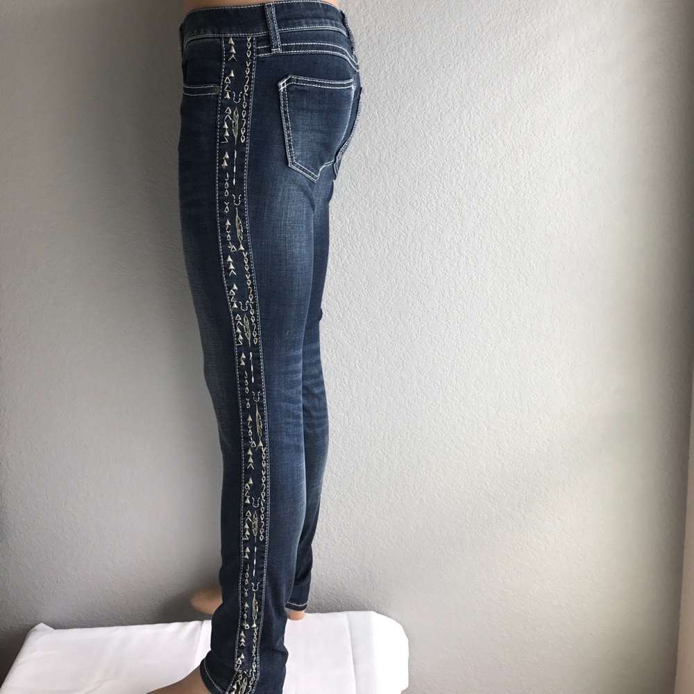 Wrangled rock 47 skinny jeans with side embroidery