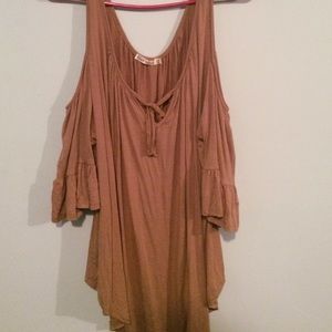 Beige Cold-Shoulder Top!