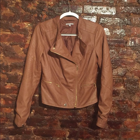 Charlotte Russe cognac faux leather moto jacket