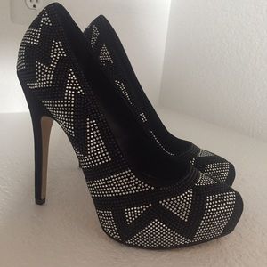 Rhinestone Aldo Genuine Leather Stilettos