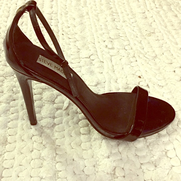 Steve Madden Black Patent Leather ankle strap heel