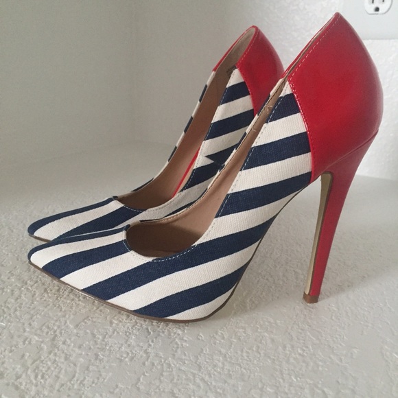 Sexy posh red blue and white stiletto