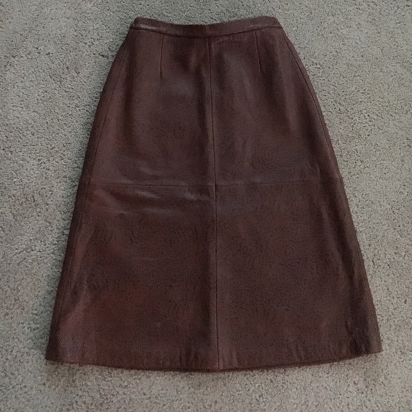 Brown Leather Lined Skirt