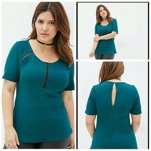 Forever 21 Plus Ruched Chiffon Paneled Top