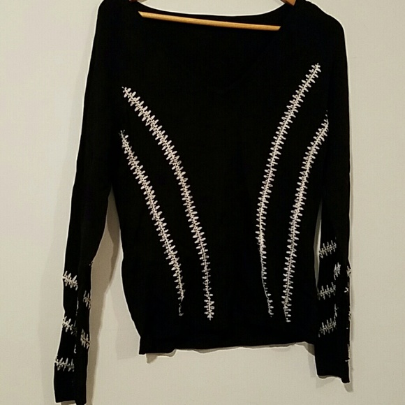 Black sweater with white detail