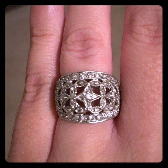 Sterling silver CZ deco ring
