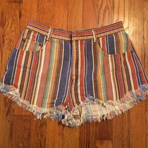 Striped High wasted shorts