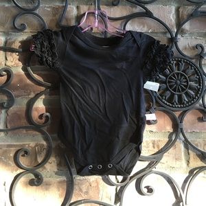 Black Ruffle Sleeve Onesie