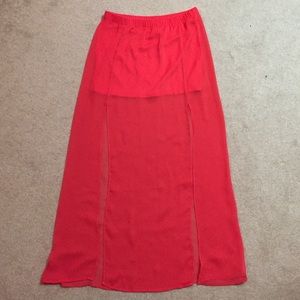 Express Bright Red Maxi Skirt