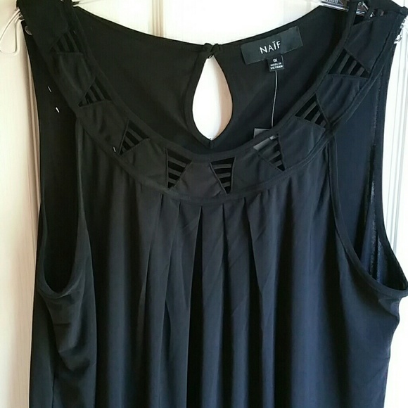 NWT NAIF BLACK BLOUSE WITH SWEET NECKLINE - Picture 4 of 4