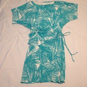 Teal and white London Times dress