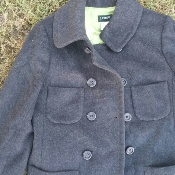J. CREW Wool Gray Jacket Pea Coat Size 4 - Picture 2 of 4