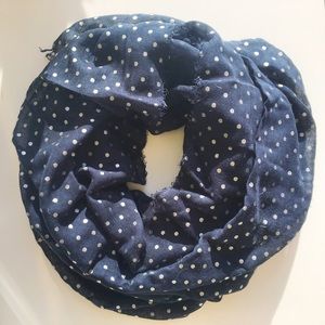 Navy Blue Polkadot Scarf