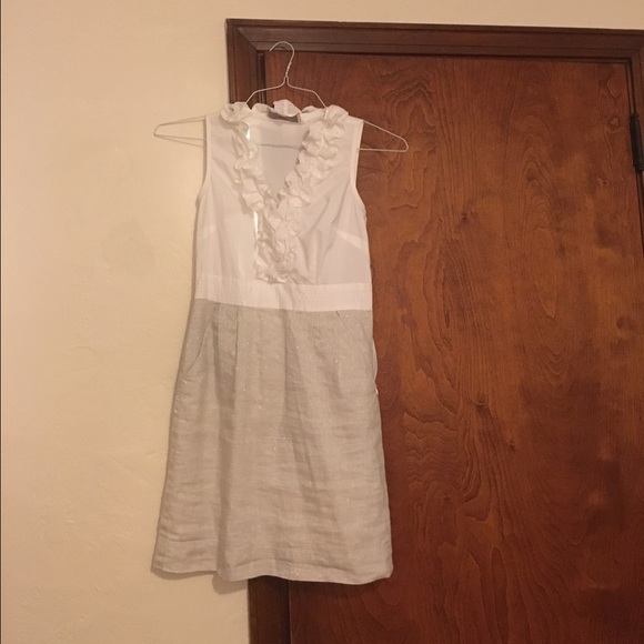 Ann Taylor loft white and gold dress