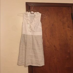 Ann Taylor loft white and gold dress