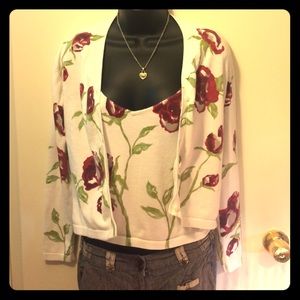 Nicole Miller matching floral tank and cardi