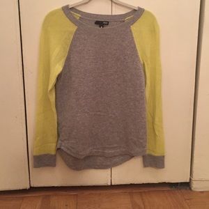Aqua cashmere sweater, sz xs, gray and yellow