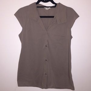 Helmut Lang taupe button down blouse