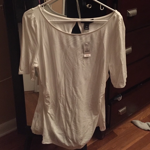 WHBM three quarter sleeve white shirt