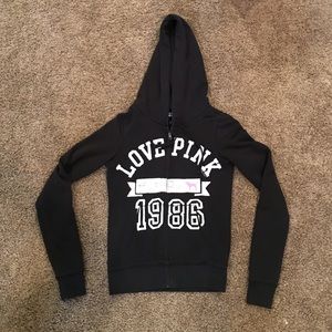 VS Black Hooded Sweatshirt with Zipper