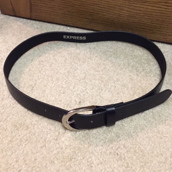 Express black leather belt