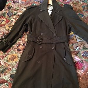 Mid Length Long Olive Trench Belted Coat Sz 4